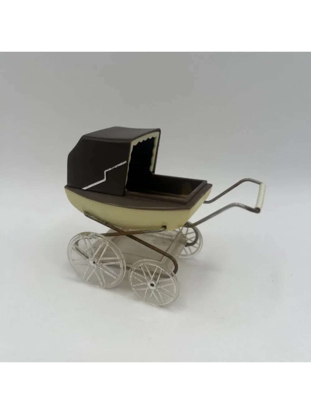 Vintage 1970s Lundby Barton Dollhouse Baby Pram Carriage 1:16 Miniature Brown - Picture 1 of 16